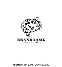 brain cartoon logo icon design template black modern isolated vector illustration