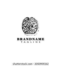 diseño del icono del logo de la caricatura del cerebro ilustración del vector aislado negro