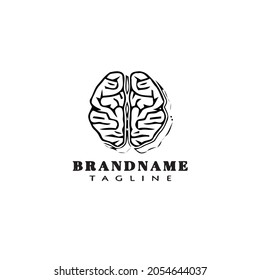 diseño del icono del logo de la caricatura del cerebro ilustración del vector aislado negro