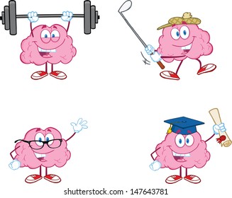 Brain Cartoon Mascot Collection 2