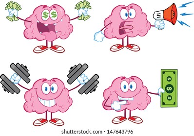 Brain Cartoon Mascot Collection 4