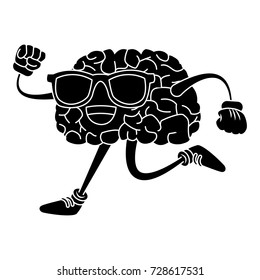 Brain cartoon running
