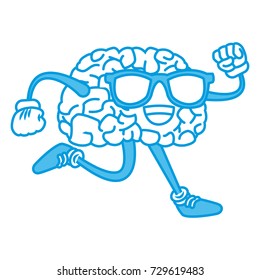 Brain cartoon running