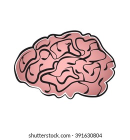 brain cartoon style icon black lines and pink color
