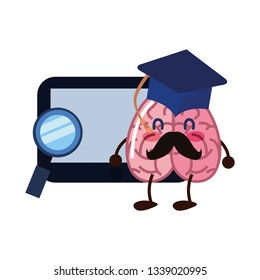 brain cartoon tablet education