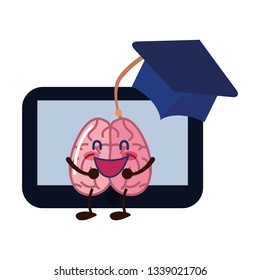 brain cartoon tablet education