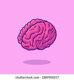 Brain Cartoon Vector Icon Illustration. Education Object Icon Concept Isolated Premium Vector. Flat Cartoon Style