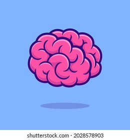 Brain Cartoon Vector Icon Illustration. Education Object Icon Concept Isolated Premium Vector. Flat Cartoon Style