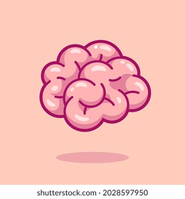 Brain Cartoon Vector Icon Illustration. Education Object Icon Concept Isolated Premium Vector. Flat Cartoon Style