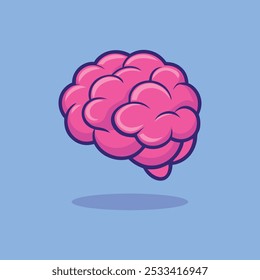 Ilustración del icono del Vector de dibujos animados del cerebro. Concepto de icono de objeto de Educación. Estilo plano aislado de la historieta.