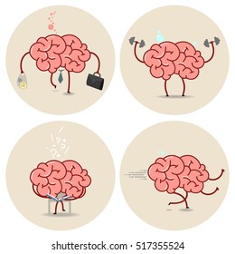 Brain cartoon vector isolated image set