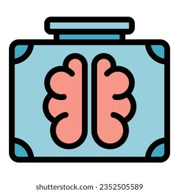 Brain case icon outline vector. Vision trust. Core mission color flat