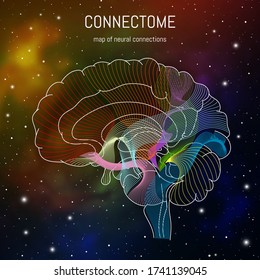 Las células cerebrales conectan el concepto. Red neuronal, neuronas formando un mapa complejo para la mente y el pensamiento.  Infografía neurocientífica sobre el fondo espacial. 