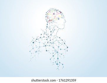 Brain cells molecule body concept of the human DNA chemistry science, the connection of neural networks 