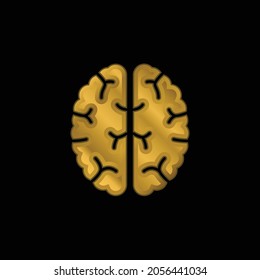 Brain Cenit View gold plated metalic icon or logo vector