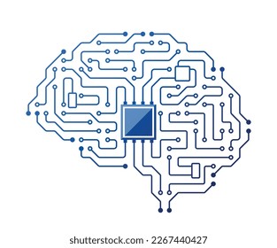 Brain Cerebellar Electric Circuit Structure with Micro Chip. Complex Network Of Neurons And Connections, Functional Pathways For Processing Information, Thought, Behavior. Cartoon Vector Illustration