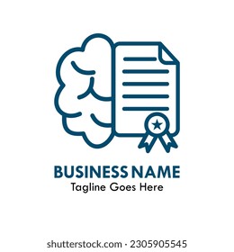 brain with certificate design logo template illustration