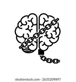 Brain With Chain Symbolizing Addiction and Overcoming Mental Health Challenges