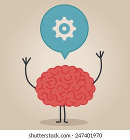 Brain character with a bubble chat