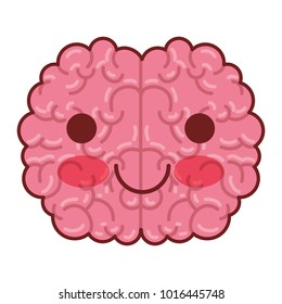 brain character with calm expression in colorful silhouette with brown contour