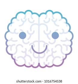 brain character with calm expression in degraded blue to purple color contour