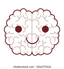 brain character with calm expression in thick dark red contour