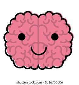 brain character with calm expression in watercolor silhouette with thick contour