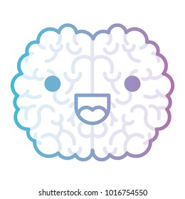 brain character with cheerful expression in degraded blue to purple color contour