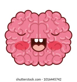 brain character with concentrated expression in colorful silhouette with brown contour