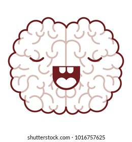 brain character with concentrated expression in thick dark red contour