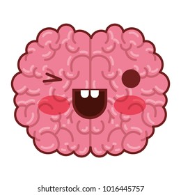 brain character with eye wink expression in colorful silhouette with brown contour