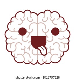 brain character with funny expression in thick dark red contour