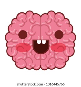 brain character with happy expression in colorful silhouette with brown contour