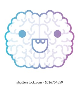 brain character with happy expression in degraded blue to purple color contour