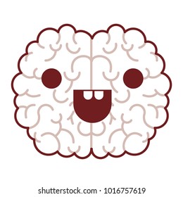 brain character with happy expression in thick dark red contour