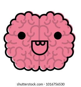 brain character with happy expression in watercolor silhouette with thick contour