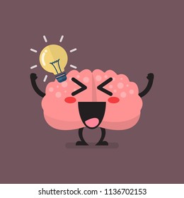 Brain Character Has a Great Idea. Vector illustration