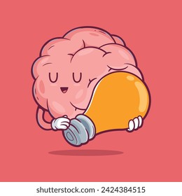 Carácter cerebral que contiene una ilustración vectorial de la bombilla. Imaginación, concepto de diseño de inteligencia.