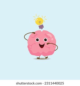 brain character illustration with expressions vector eps 10