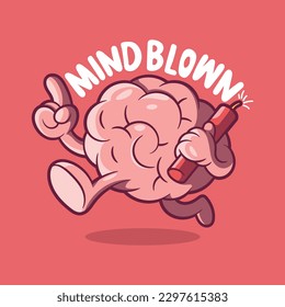 Carácter cerebral que se ejecuta con una ilustración vectorial de barra de tnt. Brainstorming, concepto de diseño de innovación.