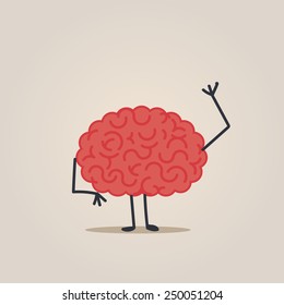 Brain character saying hi