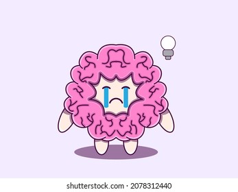 Brain character vector cartoon icon illustration