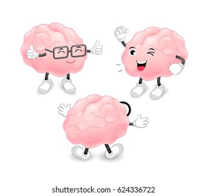 Brain characters. brainstorming concept. Illustration isolated on white background.