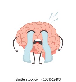 Brain characters cry making sport exercises and different activities design vector