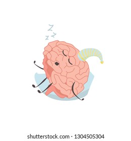 Brain characters sleeps resting and different activities vector