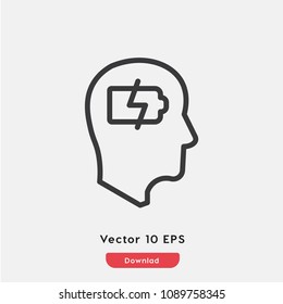 Brain charge icon vector, energy symbol. Modern flat vector illustration for web and mobile app