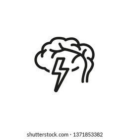 Brain charging line icon. Brain, power, energy. Brainstorming concept. Vector illustration can be used for topics like science, development, research