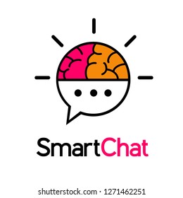 Brain chat Logo Template. Mind with comment symbol. This logo is colorfull and suitable for education, group, member, High Thinking, university, school, graduate, collage.