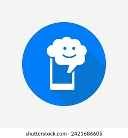 Brain chat vector icon. Chat bot, AI intelligence, chat mobile app concept icon.