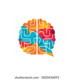 Brain chat vector logo template. Brain Consult logo design concept.